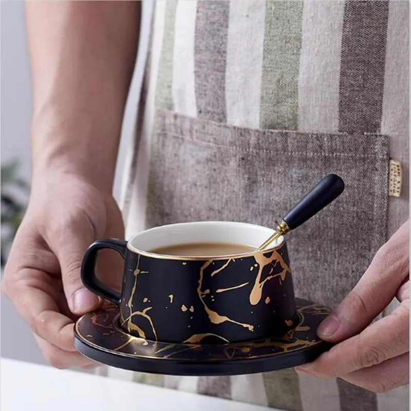 LUXURY Coffee Mug Tea Cup Ceramic Gold Marble Design Nordic Style Birthday Gift